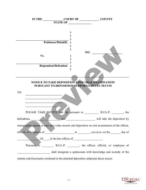 Subpoena Duces Tecum For Deposition (Order to appear with .